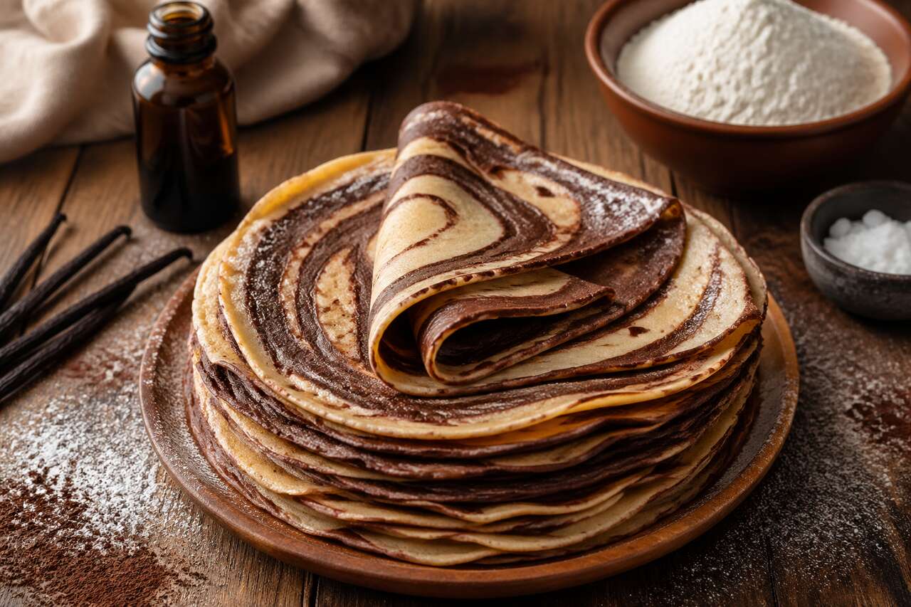 Crêpes tourbillon vanille chocolat : recette gourmande