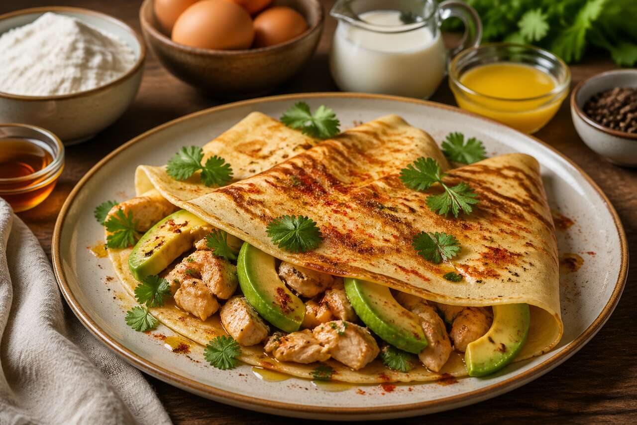 Crêpes au poulet et avocat : recette savoureuse et facile