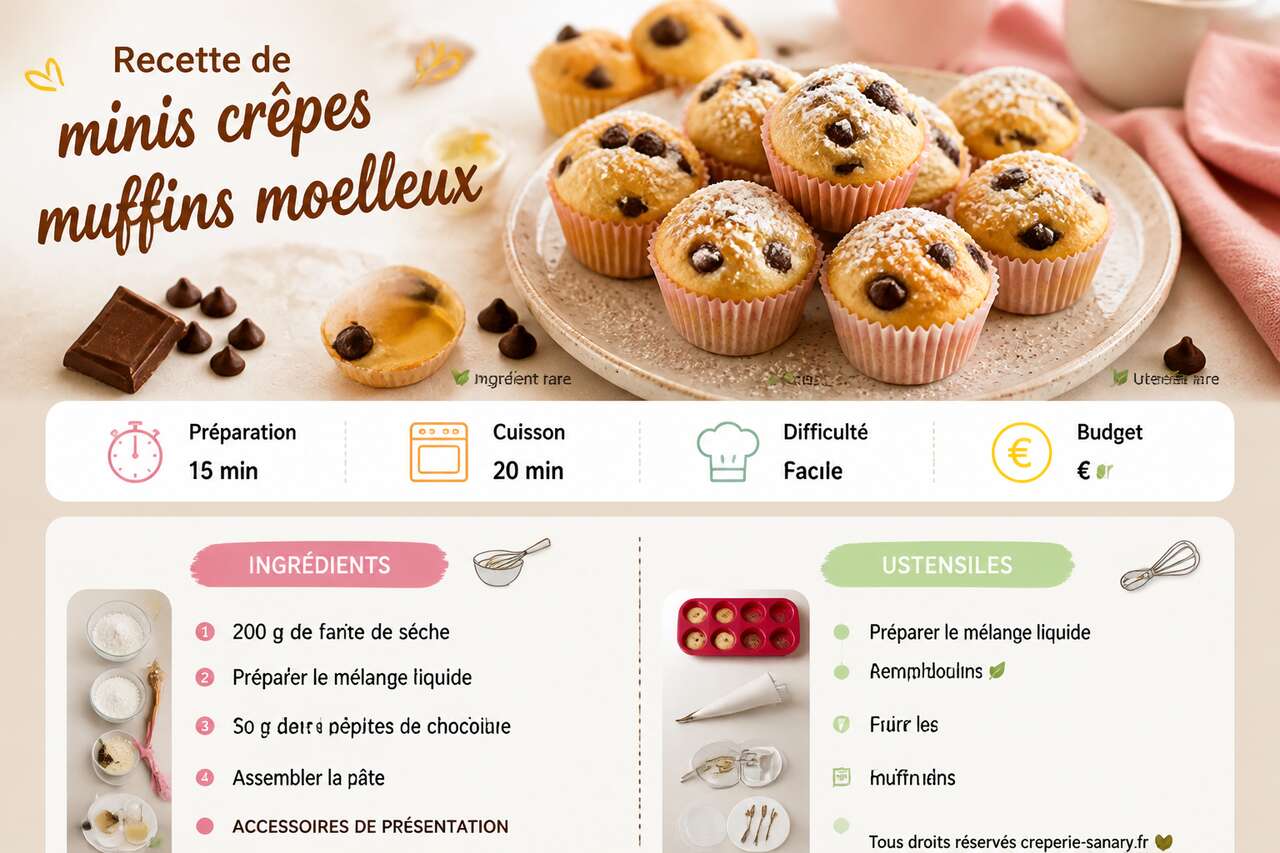 Fiche recette Recette de minis cr&ecirc;pes muffins moelleux