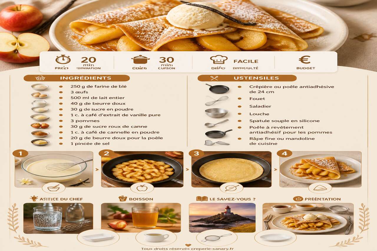 Fiche recette Cr&ecirc;pes aux pommes et vanille : une recette gourmande