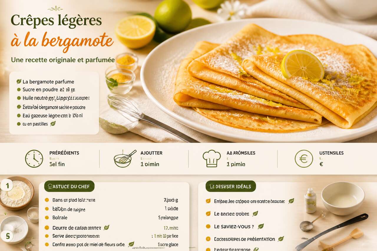 Fiche recette Cr&ecirc;pes l&eacute;g&egrave;res &agrave; la bergamote : une recette originale et parfum&eacute;e