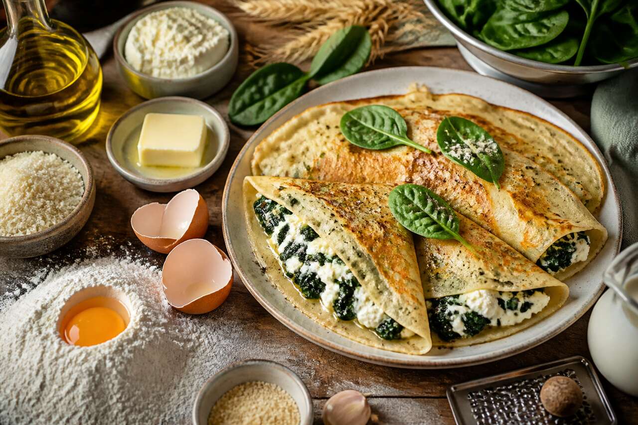 Crêpes farcies au fromage frais et épinards : recette savoureuse