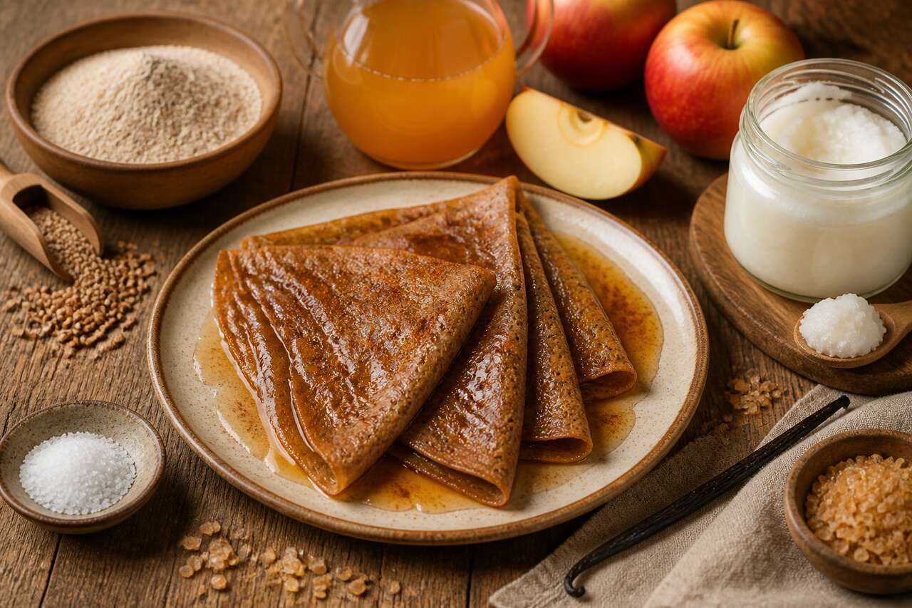 Crêpes de sarrasin sucrées au jus de pommes : recette gourmande