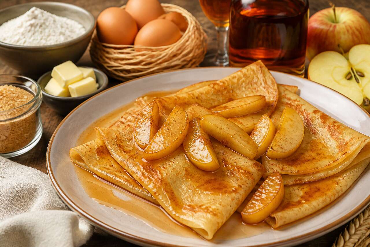 Crêpes de pommes au miel et Calvados : recette gourmande