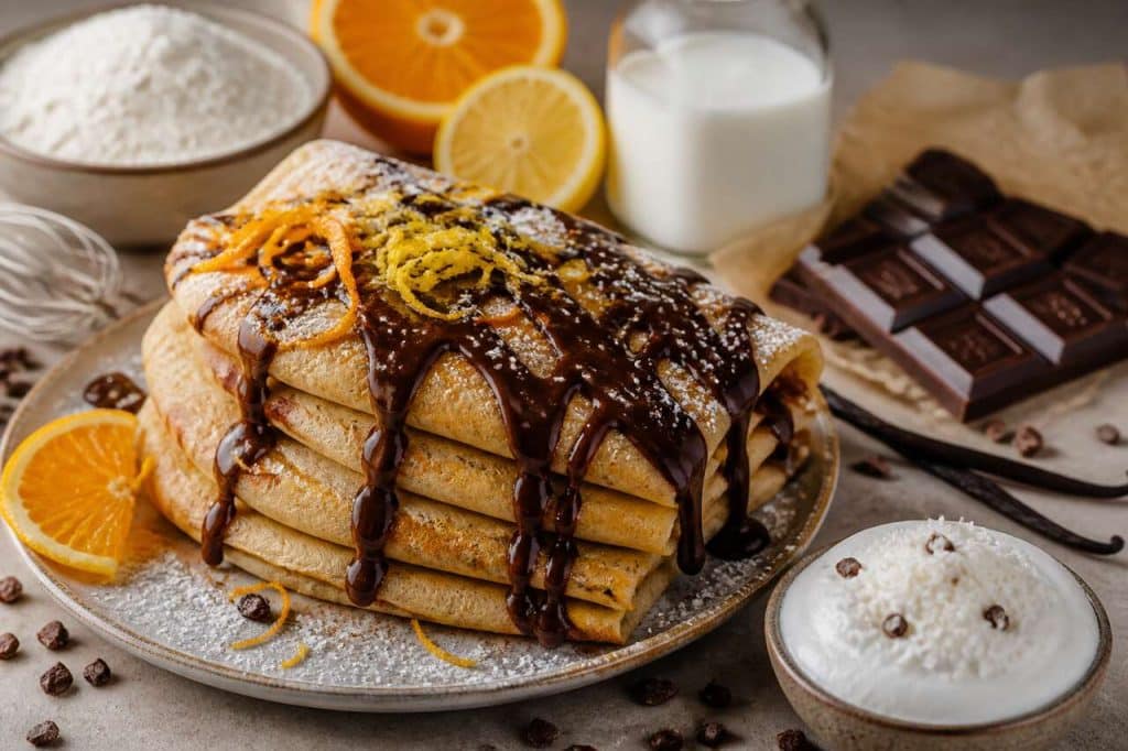 Crêpes aux agrumes et sauce chocolat : une recette gourmande