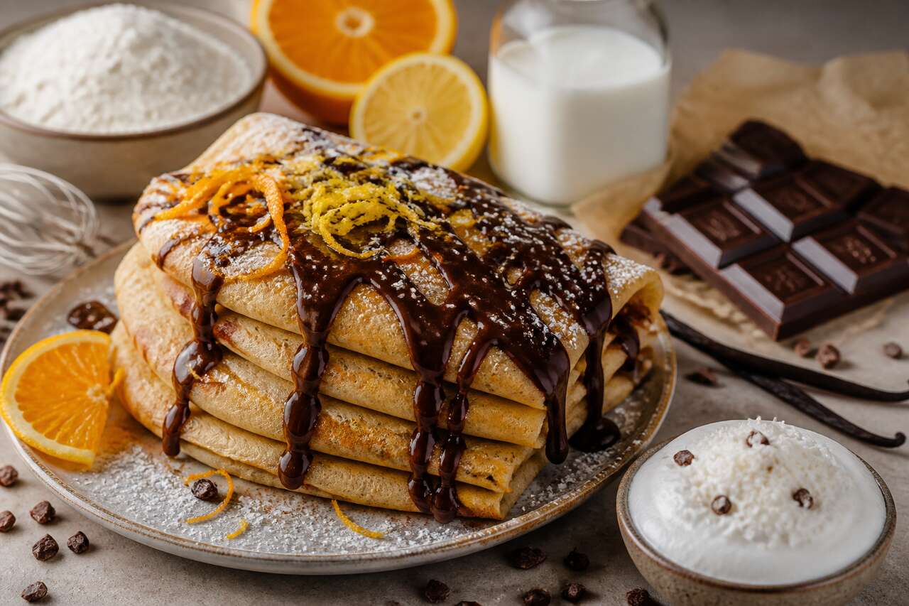 Crêpes aux agrumes et sauce chocolat : une recette gourmande