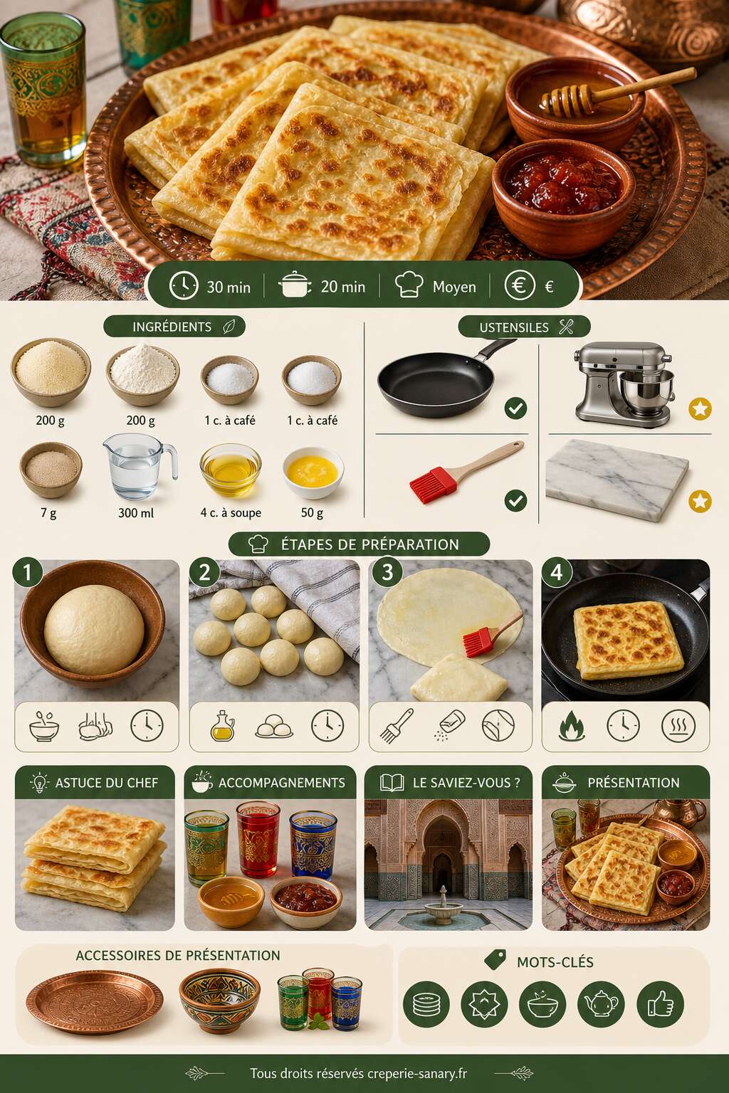 Fiche recette Cr&ecirc;pes marocaines : recette originale et savoureuse