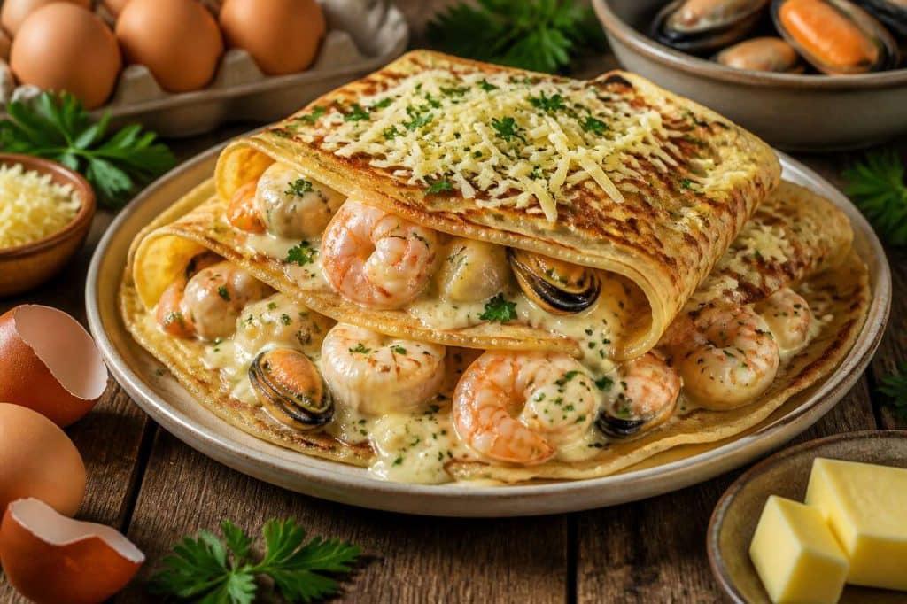 Crêpes de la mer à la crème fraîche : recette gourmande