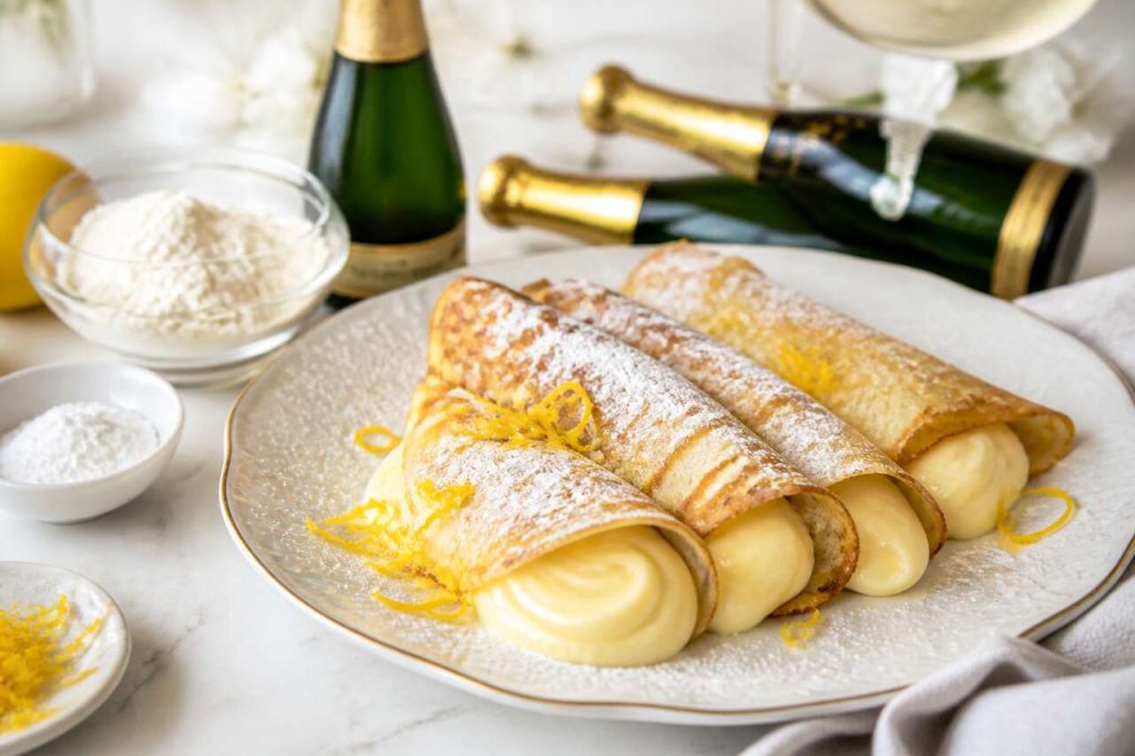 Crêpes fourrées à la crème citron et champagne : une recette raffinée