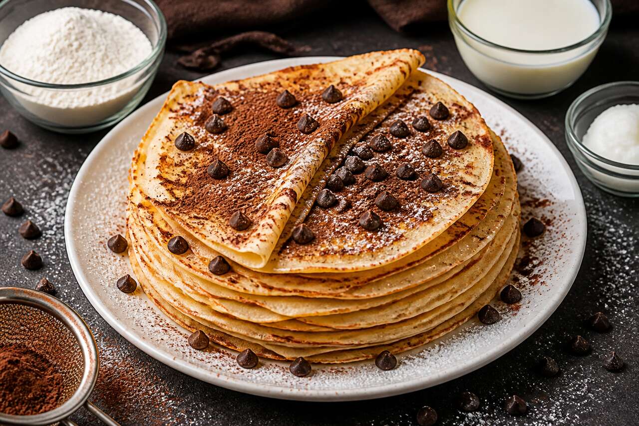 Crêpes légères au chocolat noir : la recette délicieuse