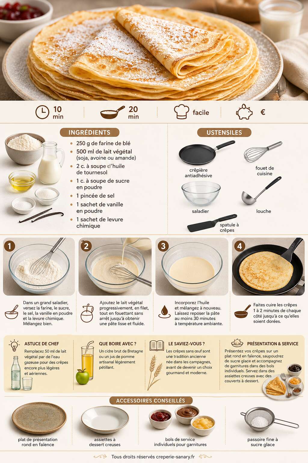 Fiche recette Recette de p&acirc;te &agrave; cr&ecirc;pes sans &oelig;uf facile de ma grand-m&egrave;re