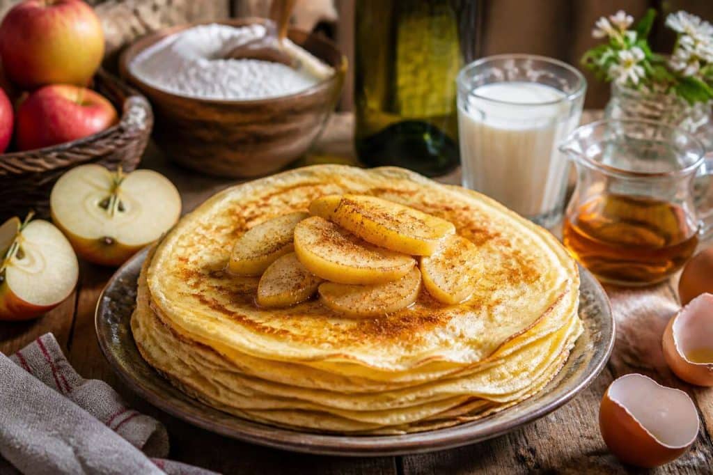 Crêpes au cidre et pommes : recette savoureuse