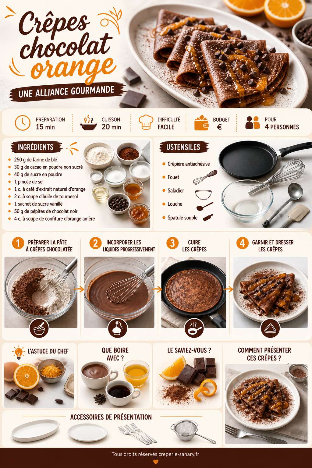 Fiche recette Crêpes chocolat orange : une alliance gourmande Fiche recette Crêpes chocolat orange : une alliance gourmande
