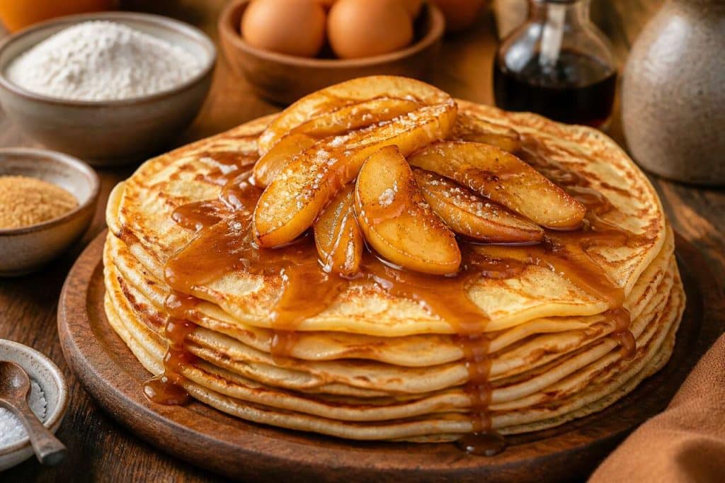 Crêpes aux pommes et caramel au beurre salé : recette gourmande