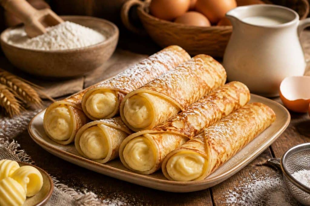 Crêpes roulées à la crème pâtissière : la recette gourmande