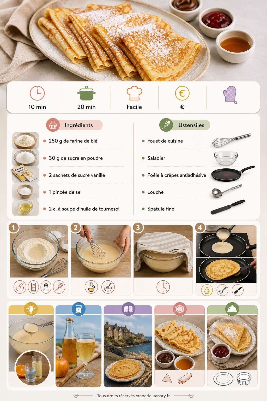 Fiche recette Crêpes sucrées : recette facile et rapide Fiche recette Crêpes sucrées : recette facile et rapide