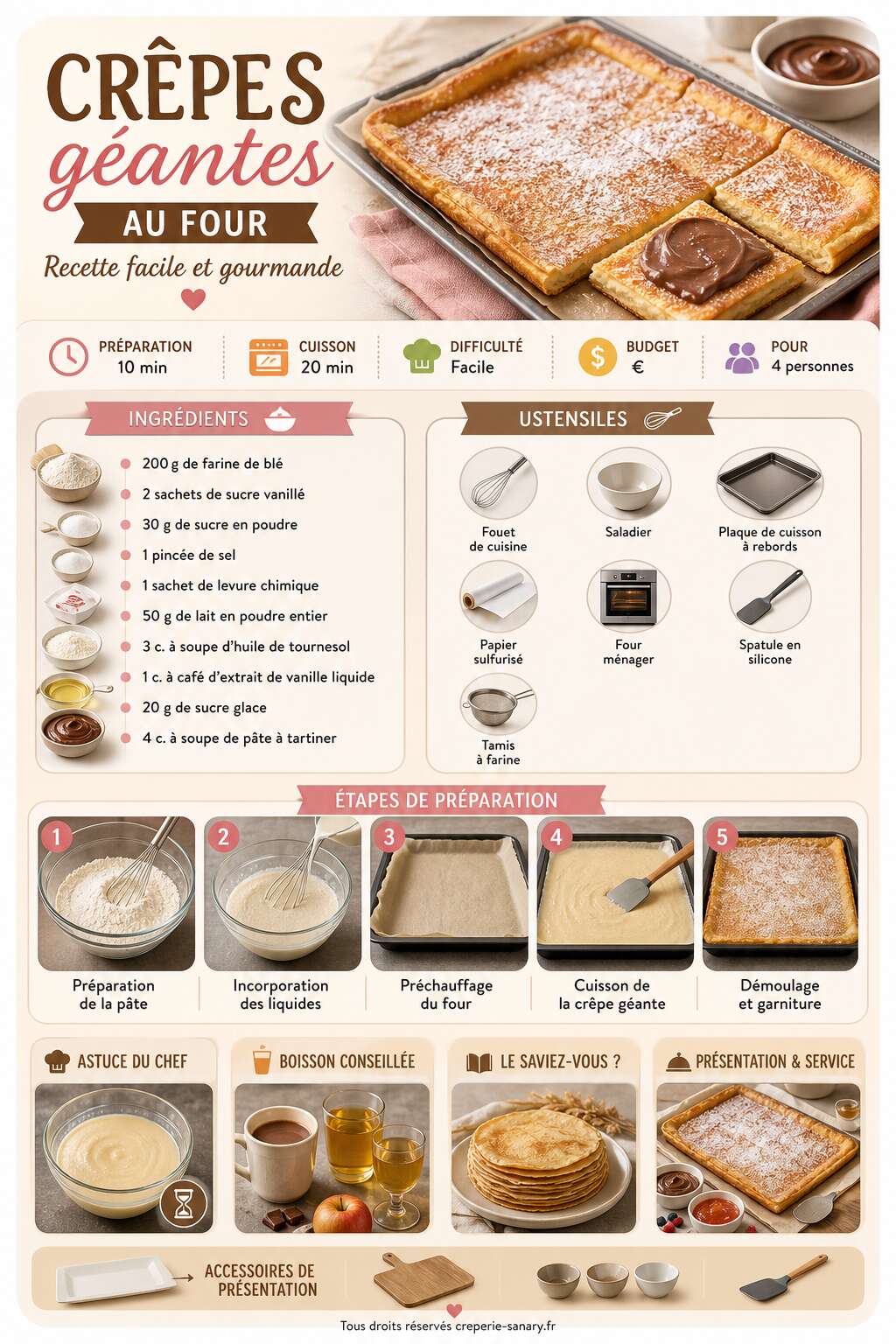 Fiche recette Cr&ecirc;pes g&eacute;antes au four : recette facile et gourmande