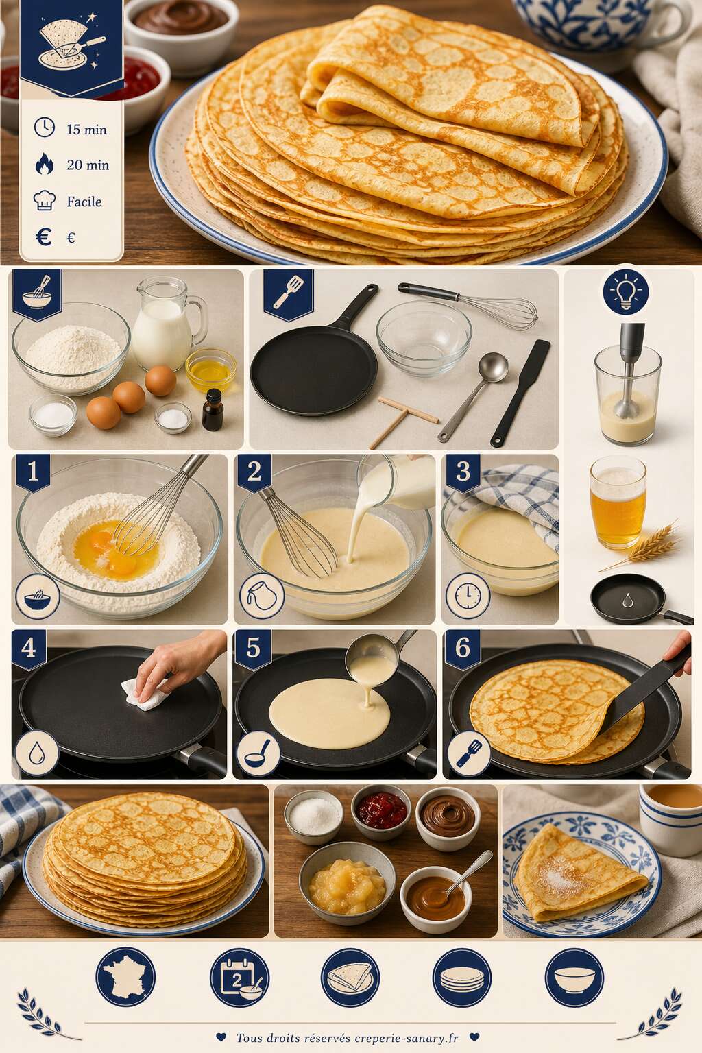 Fiche recette Crêpes maison : recette facile et délicieuse Fiche recette Crêpes maison : recette facile et délicieuse