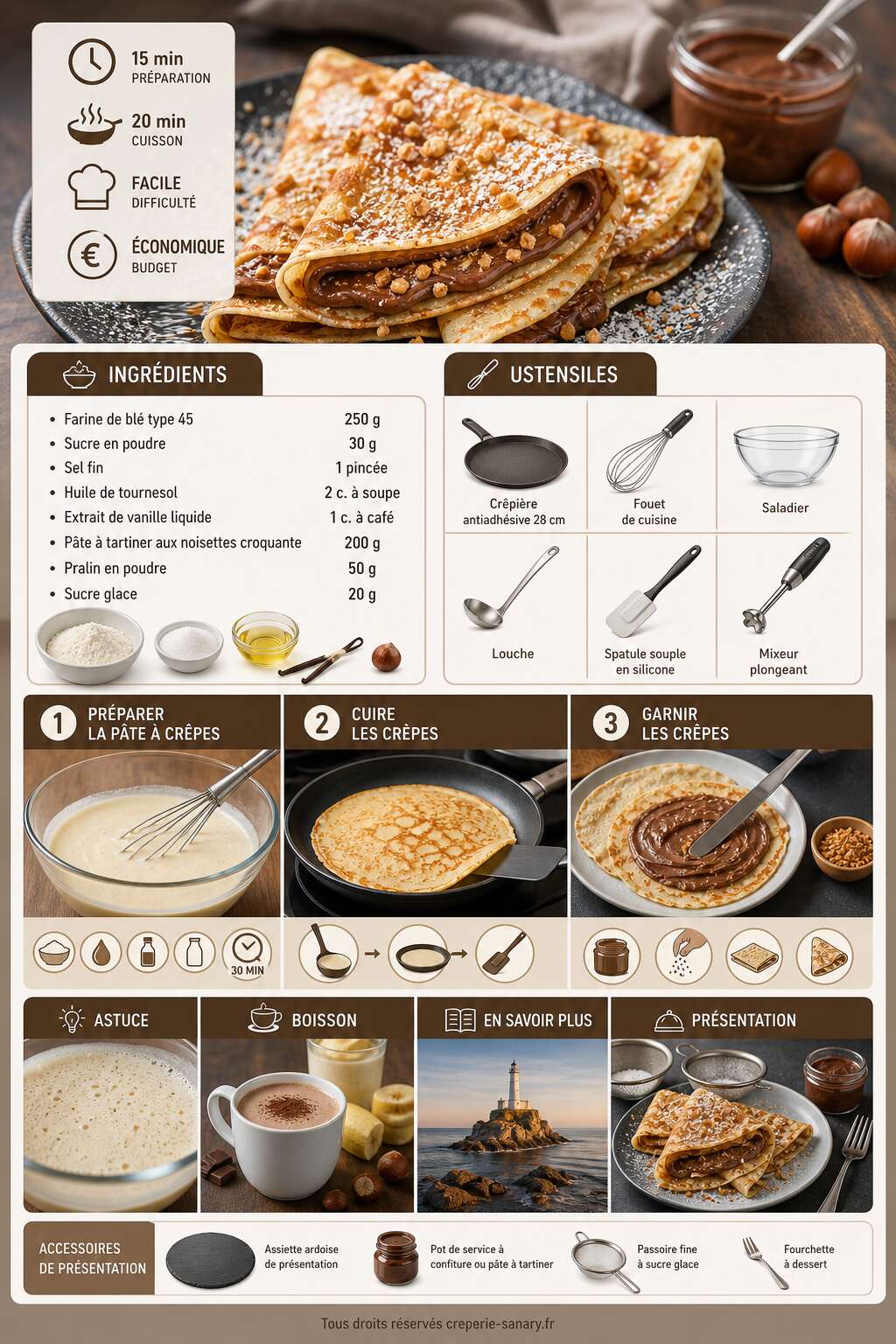 Fiche recette Cr&ecirc;pes maison &agrave; la p&acirc;te &agrave; tartiner croquante : la recette facile