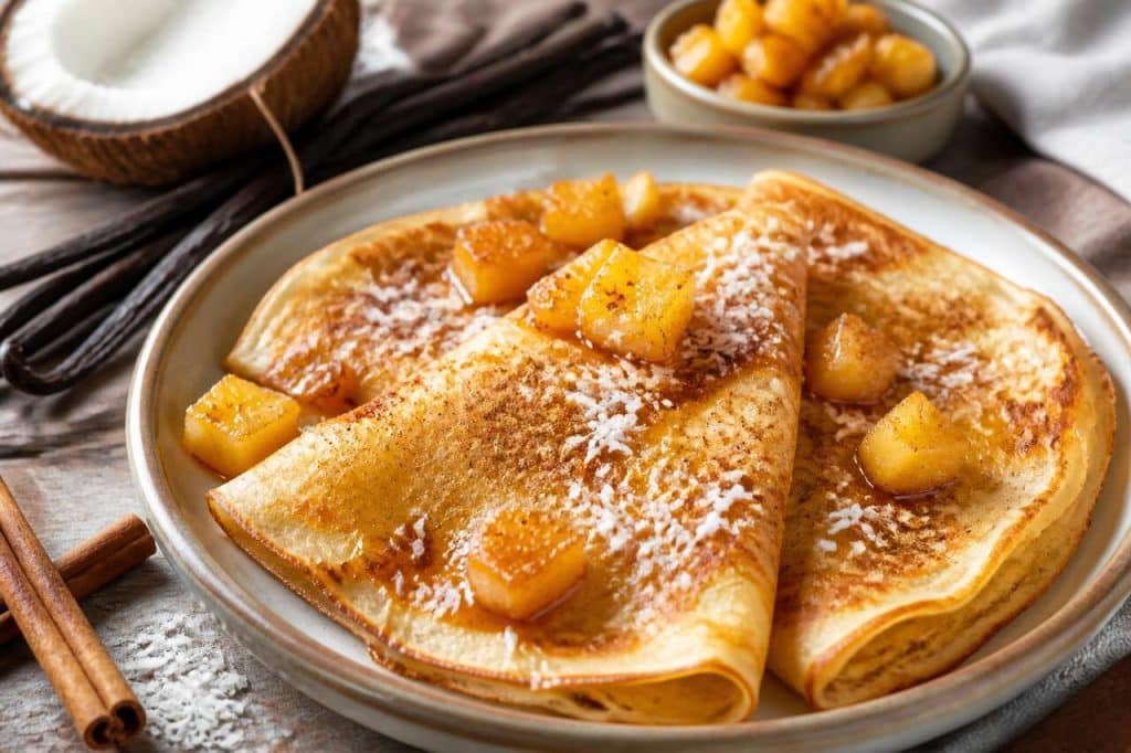 Crêpes à l'ananas et coco : recette exotique et gourmande
