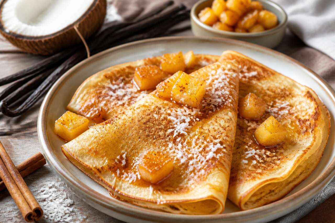 Crêpes à l'ananas et coco : recette exotique et gourmande