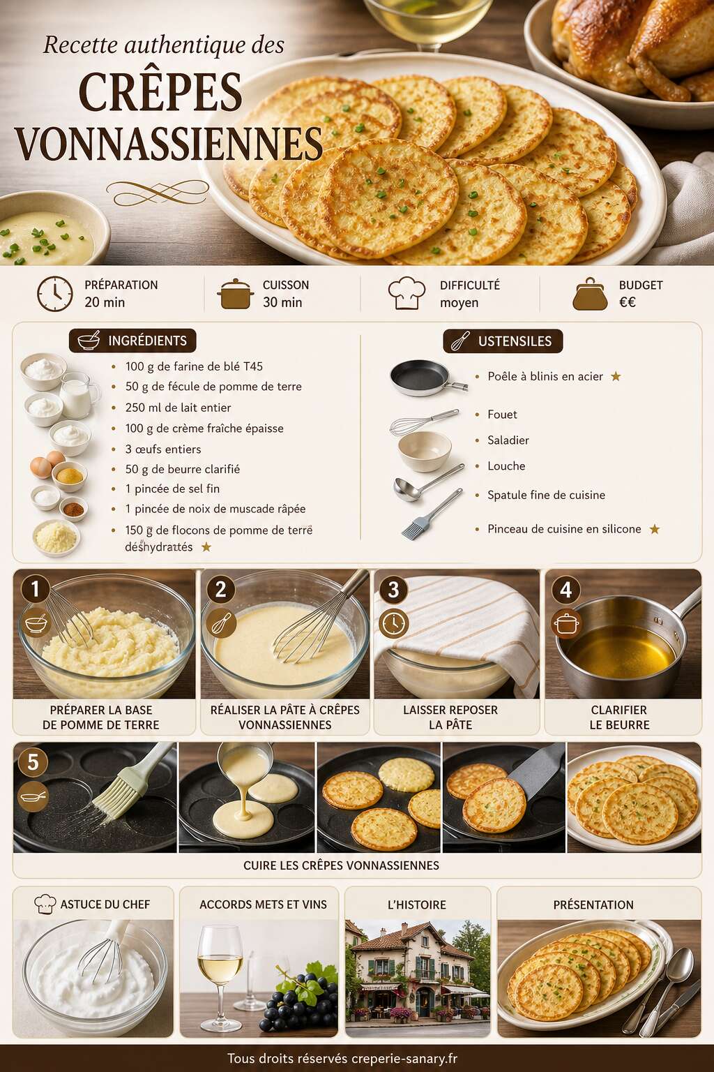 Fiche recette Recette authentique des cr&ecirc;pes vonnassiennes