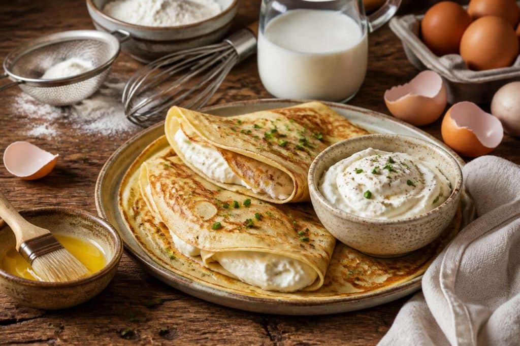 Crêpes fourrées au fromage frais : délice rapide et facile