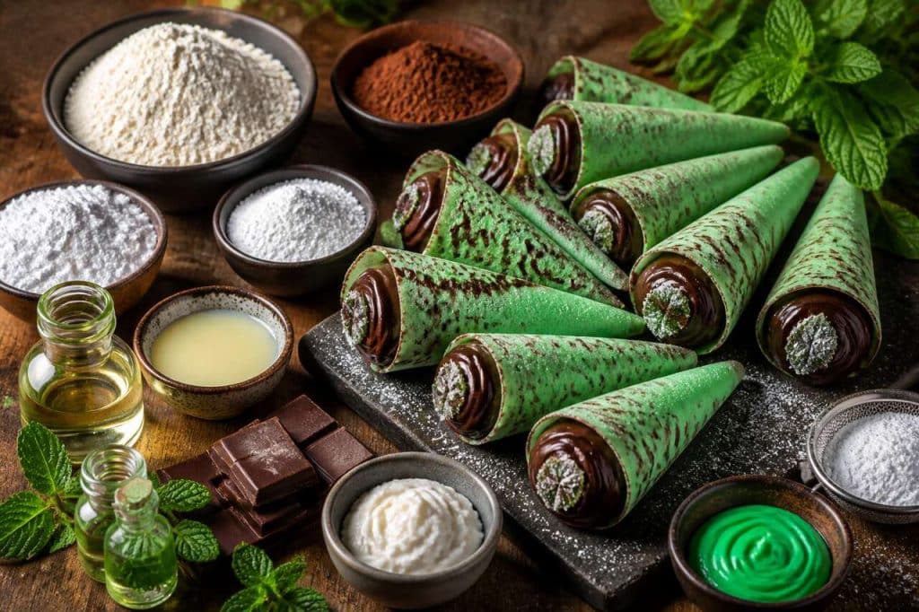 Cornets de crêpe choco-menthe façon After Eight