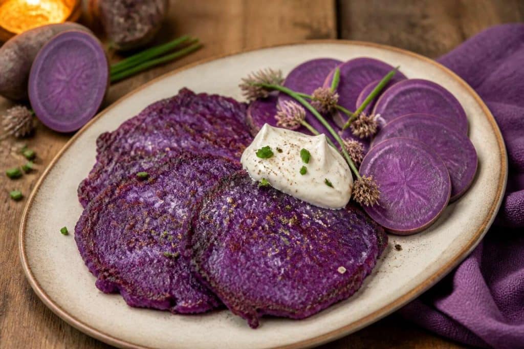 Crêpes de pommes de terre Vitelotte : recette savoureuse et originale