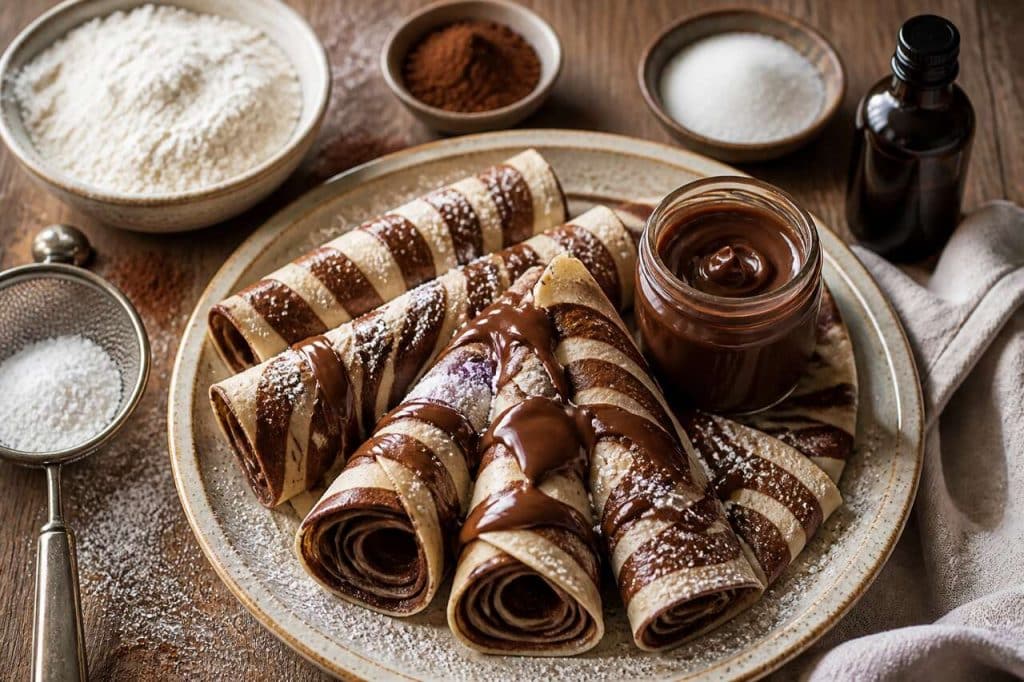 Crêpes tourbillon au cacao et pâte à tartiner Bonne Maman