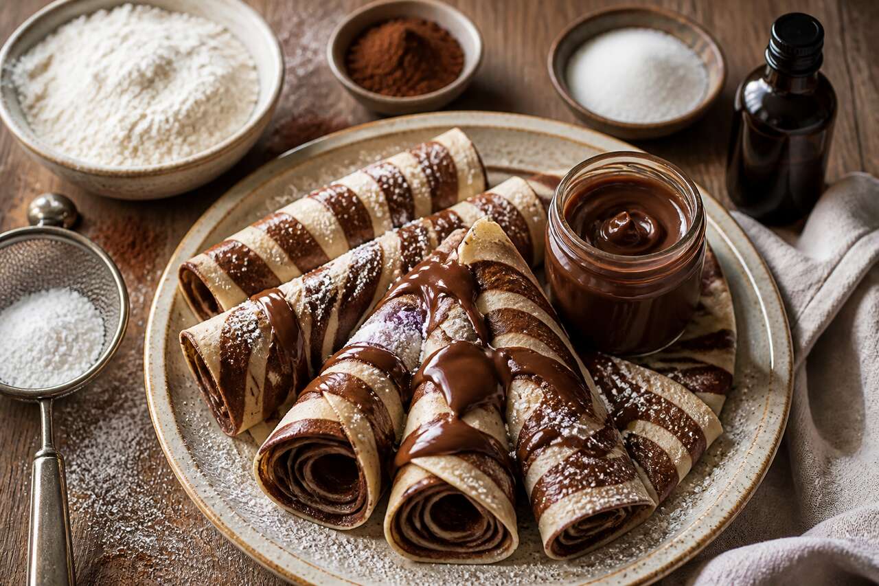 Crêpes tourbillon au cacao et pâte à tartiner Bonne Maman