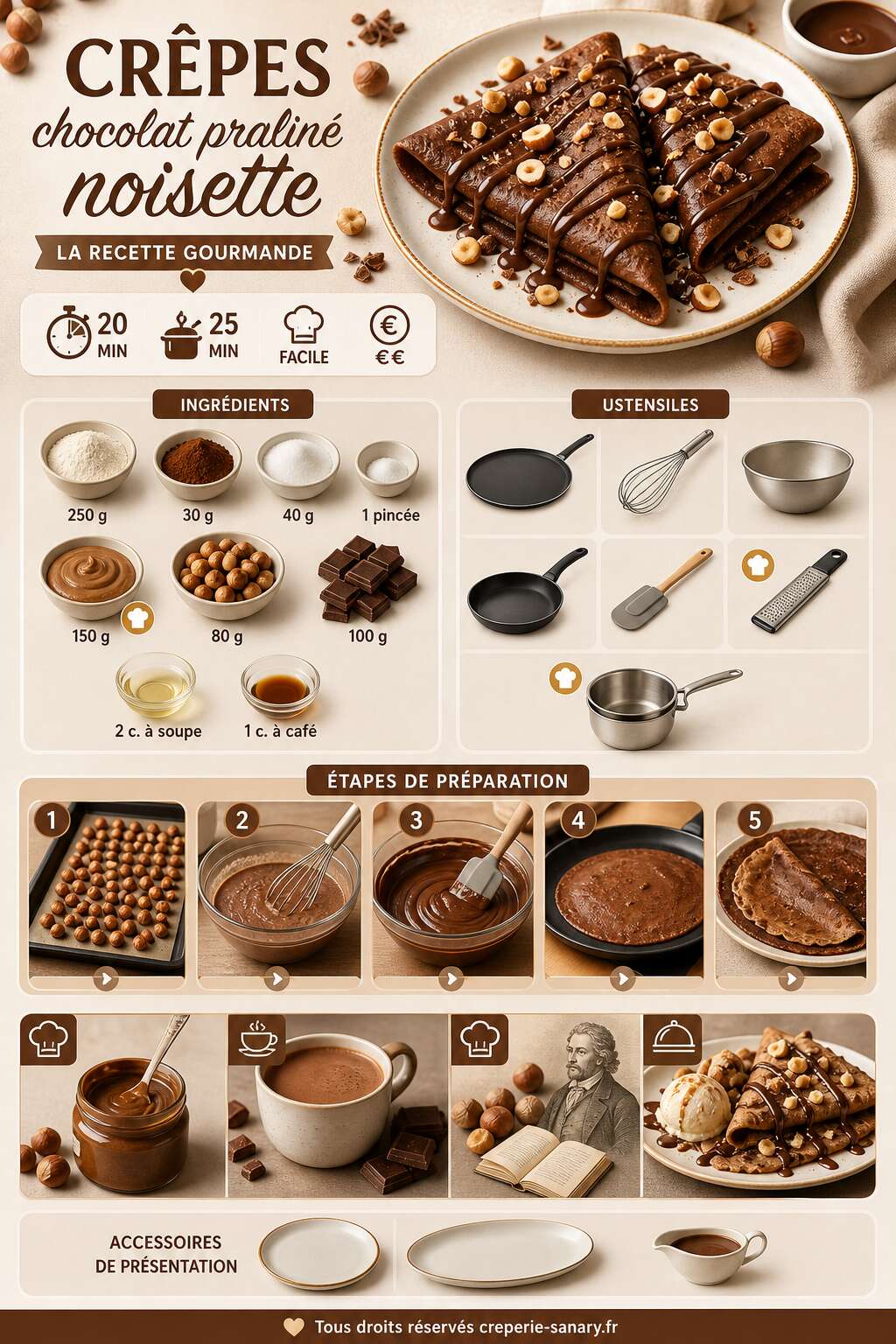 Fiche recette Crêpes chocolat praliné noisette : la recette gourmande Fiche recette Crêpes chocolat praliné noisette : la recette gourmande