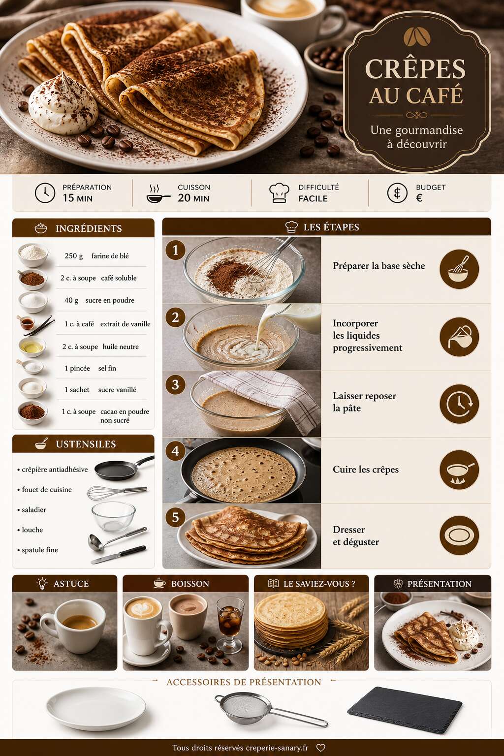Fiche recette Recette de crêpes au café : une gourmandise à découvrir Fiche recette Recette de crêpes au café : une gourmandise à découvrir