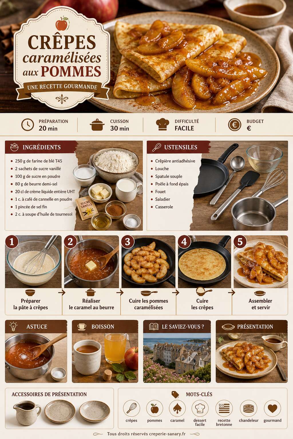 Fiche recette Crêpes caramélisées aux pommes : une recette gourmande Fiche recette Crêpes caramélisées aux pommes : une recette gourmande