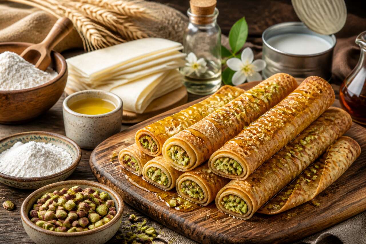 Crêpes roulées croustillantes à la pistache : recette gourmande