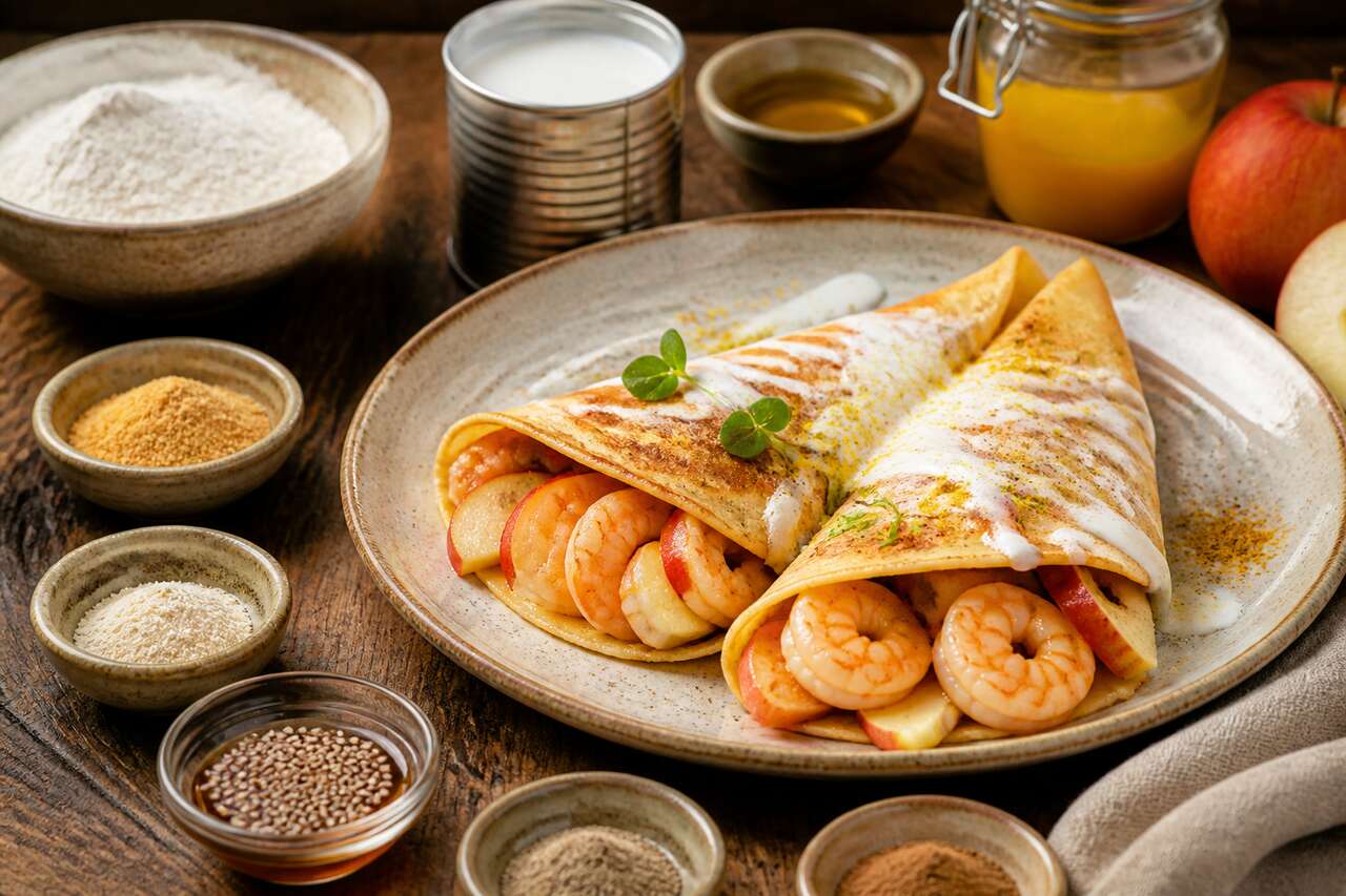 Crêpes farcies aux pommes et crevettes : une recette gourmande