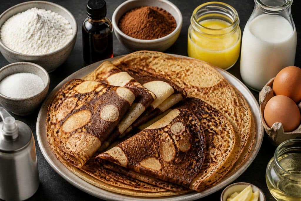 Crêpes marbrées à la vanille et au chocolat : recette gourmande
