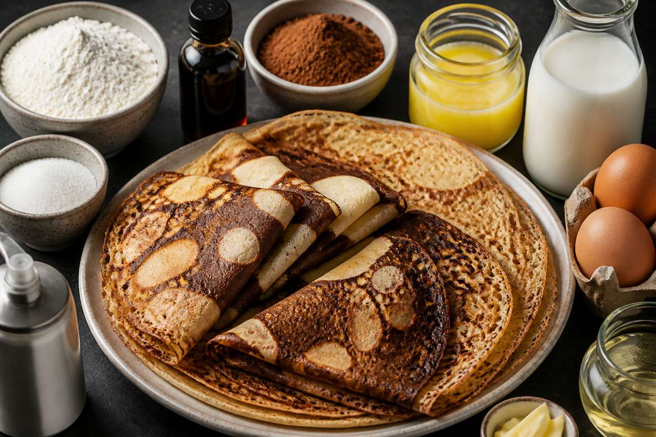 Crêpes marbrées à la vanille et au chocolat : recette gourmande