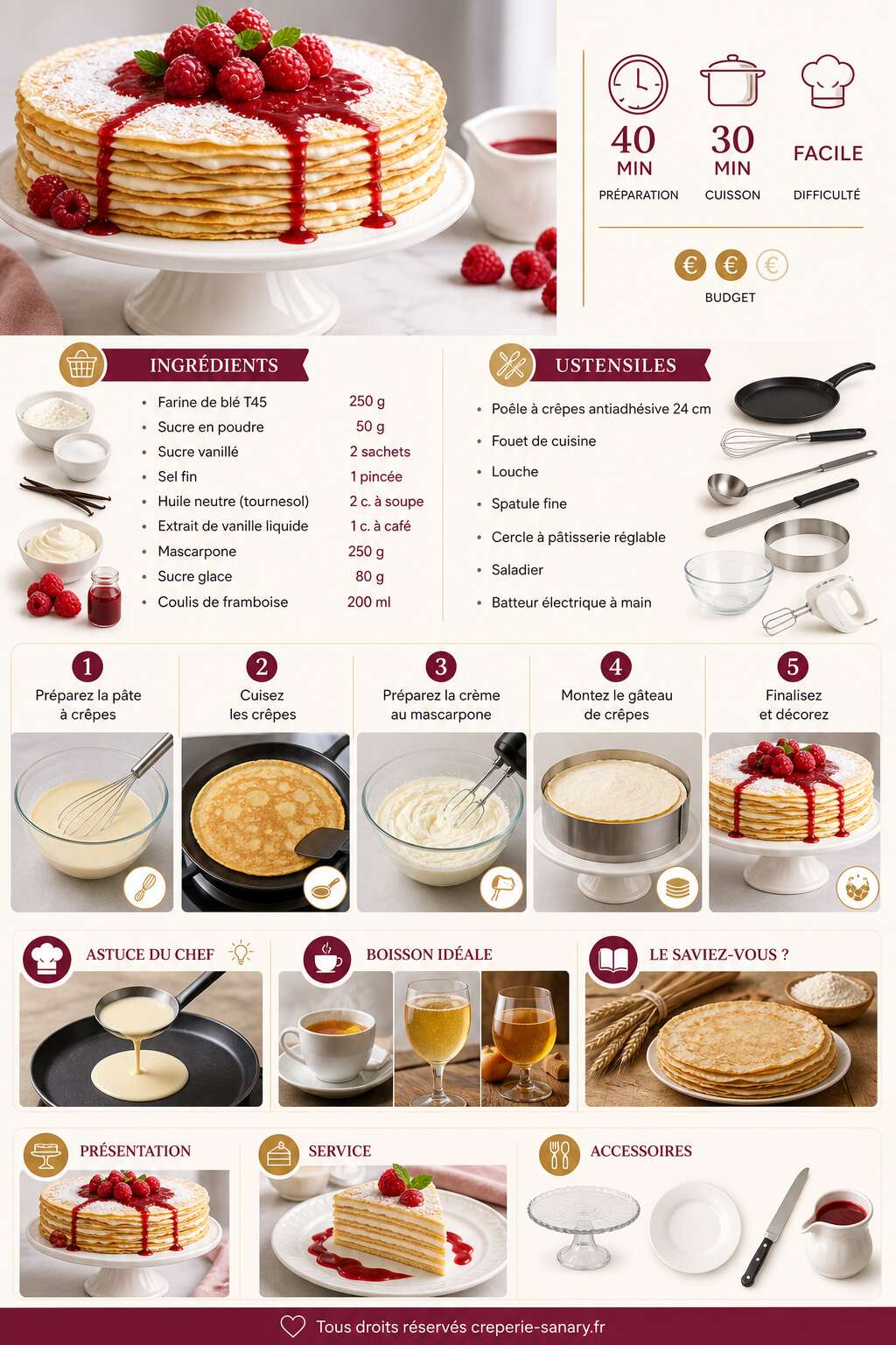 Fiche recette Gâteau de crêpes : recette facile et délicieuse Fiche recette Gâteau de crêpes : recette facile et délicieuse