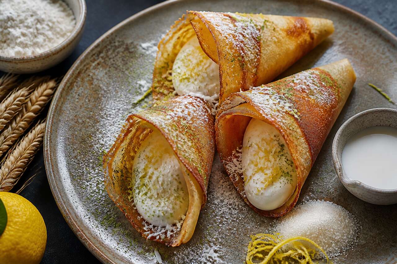 Crêpes japonaises au yuzu : recette gourmande en cornets