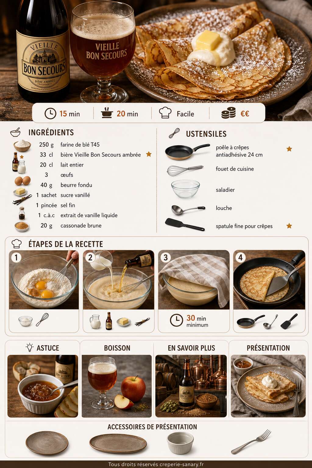 Fiche recette Cr&ecirc;pes &Agrave; La Bi&egrave;re Vieille Bon Secours : recette gourmande